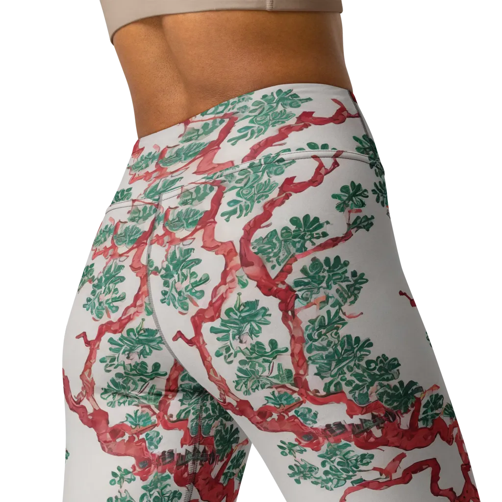 Coral Canopy on Yoga Leggings — Back