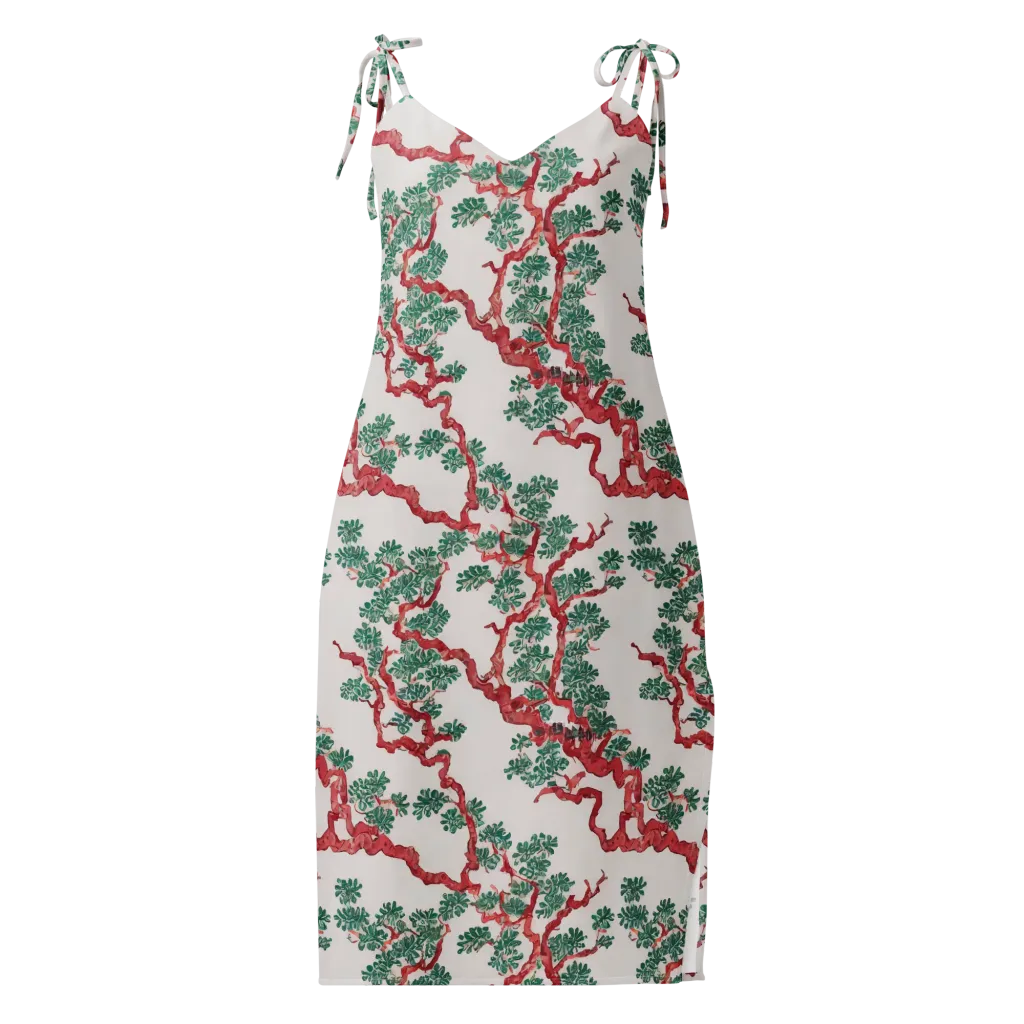 Coral Canopy on Slip Dress — Front