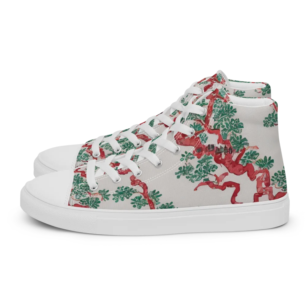 Coral Canopy on Men's High Top Canvas Shoes — Left
