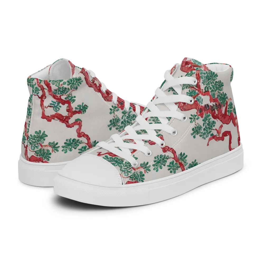 Coral Canopy on Men's High Top Canvas Shoes — Left