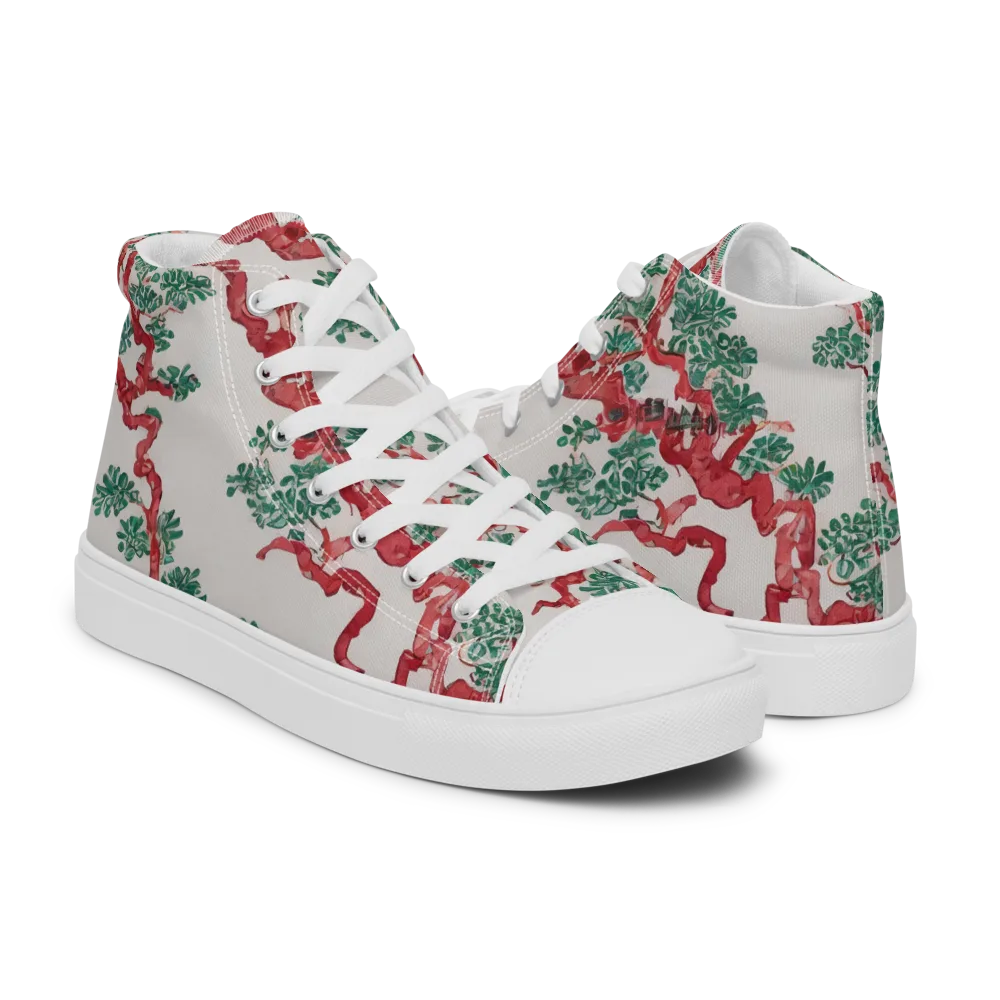 Coral Canopy on Men's High Top Canvas Shoes — Right
