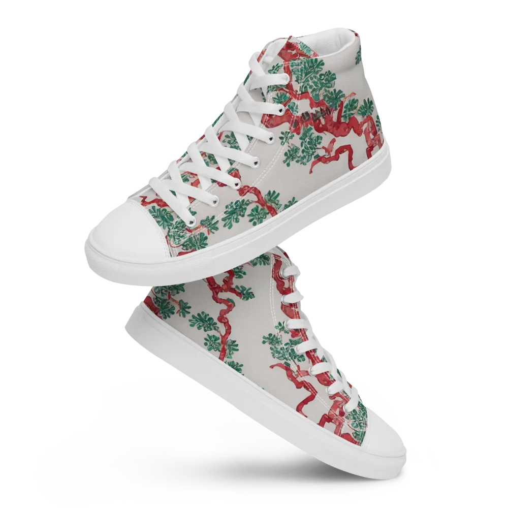 Coral Canopy on Men's High Top Canvas Shoes — Front