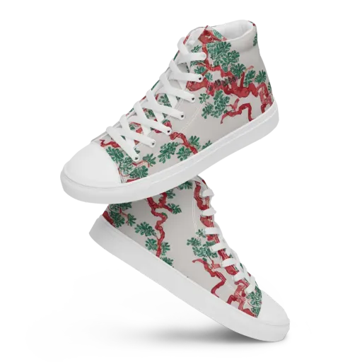 Coral Canopy on a Men's High Top Canvas Shoes