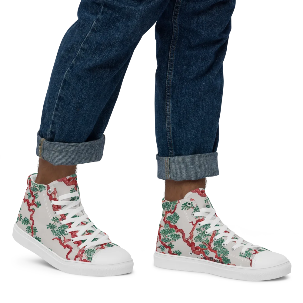 Coral Canopy on Men's High Top Canvas Shoes — Right