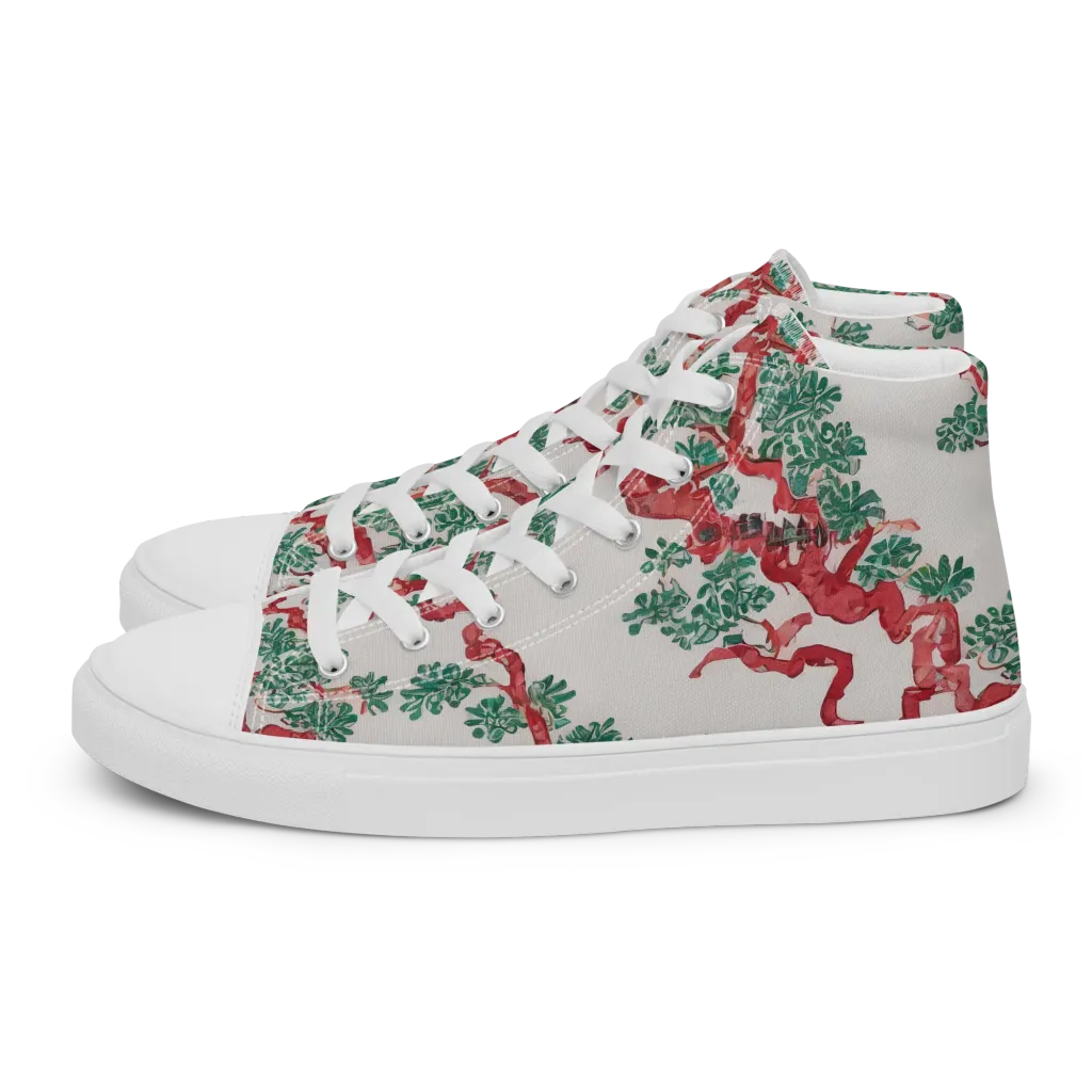 Coral Canopy on Women's High Top Canvas Shoes — Left