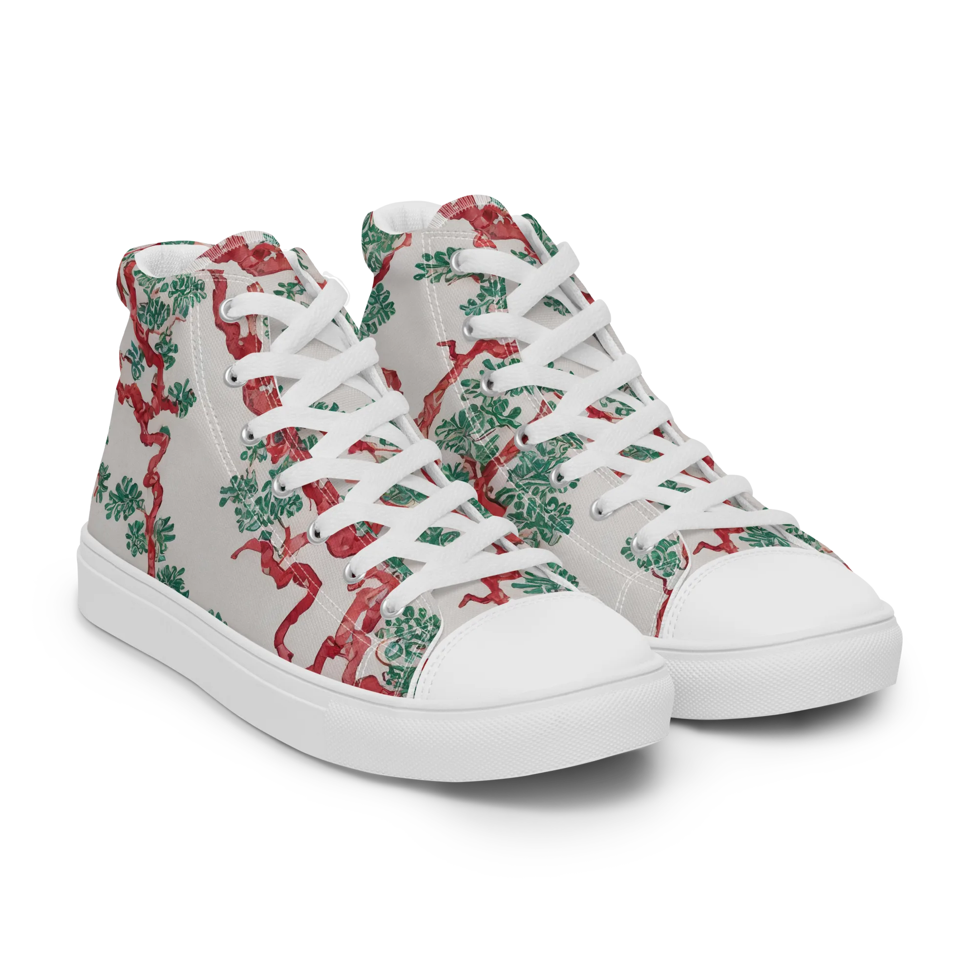Coral Canopy on Women's High Top Canvas Shoes — Right Front