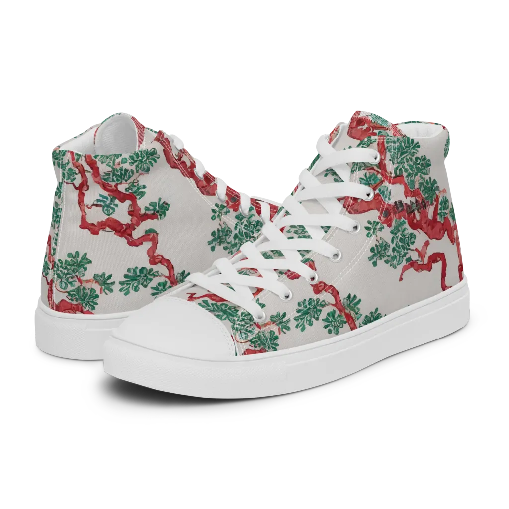Coral Canopy on Women's High Top Canvas Shoes — Left