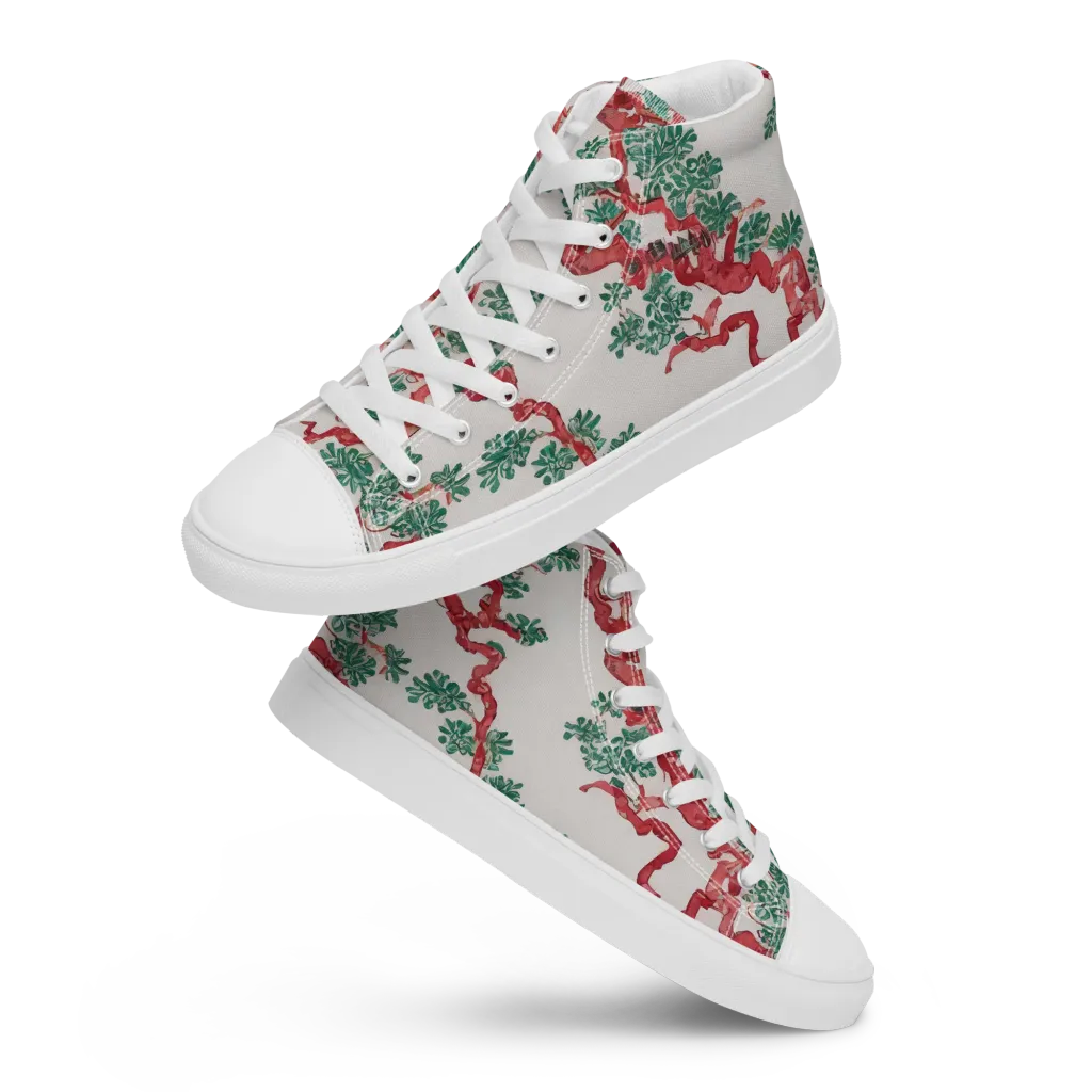 Coral Canopy on Women's High Top Canvas Shoes — Front