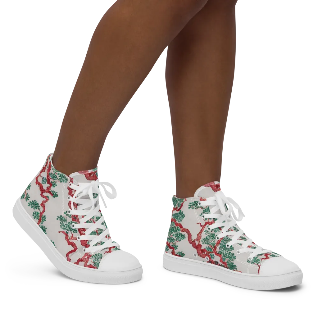 Coral Canopy on Women's High Top Canvas Shoes — Right
