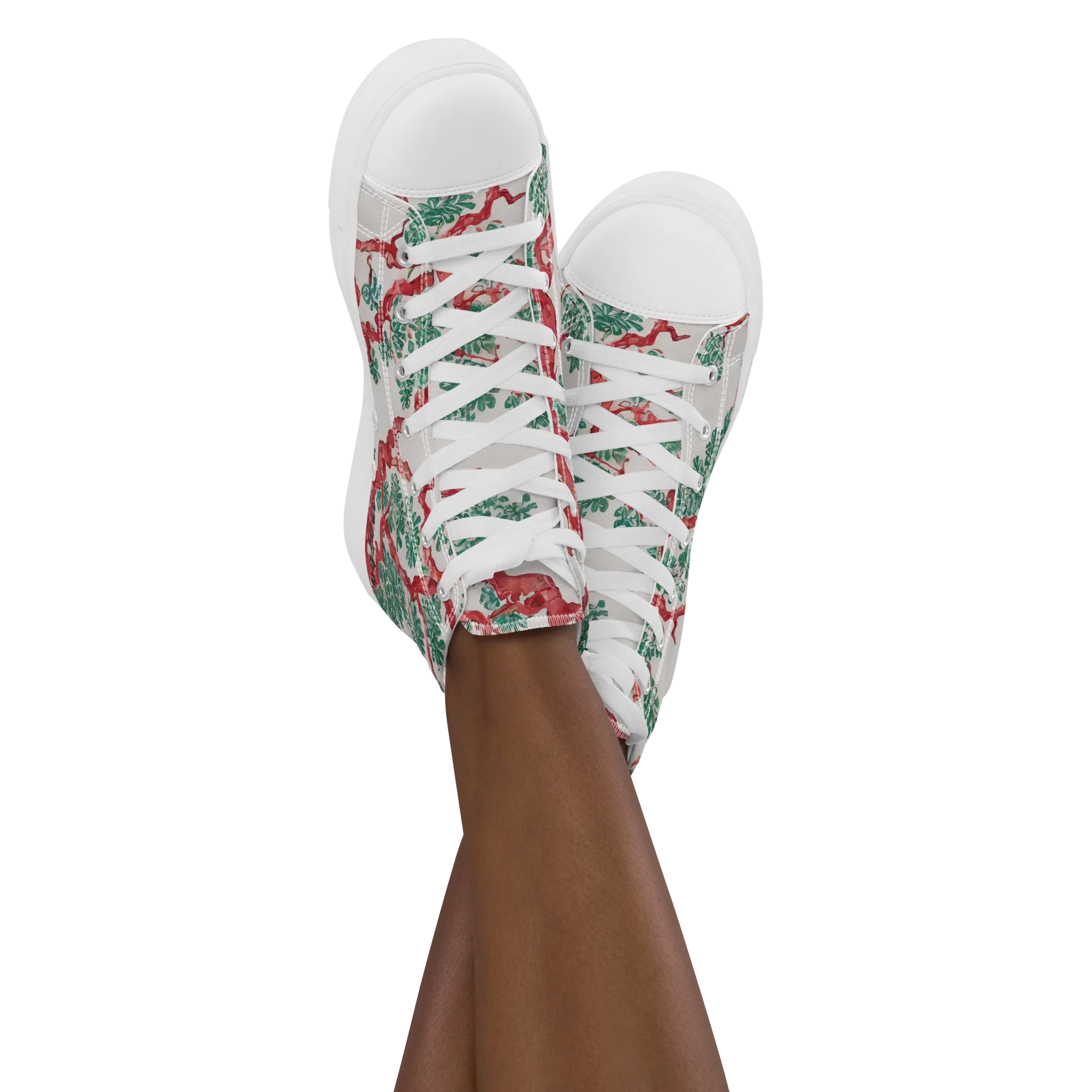 Coral Canopy on Women's High Top Canvas Shoes — Front