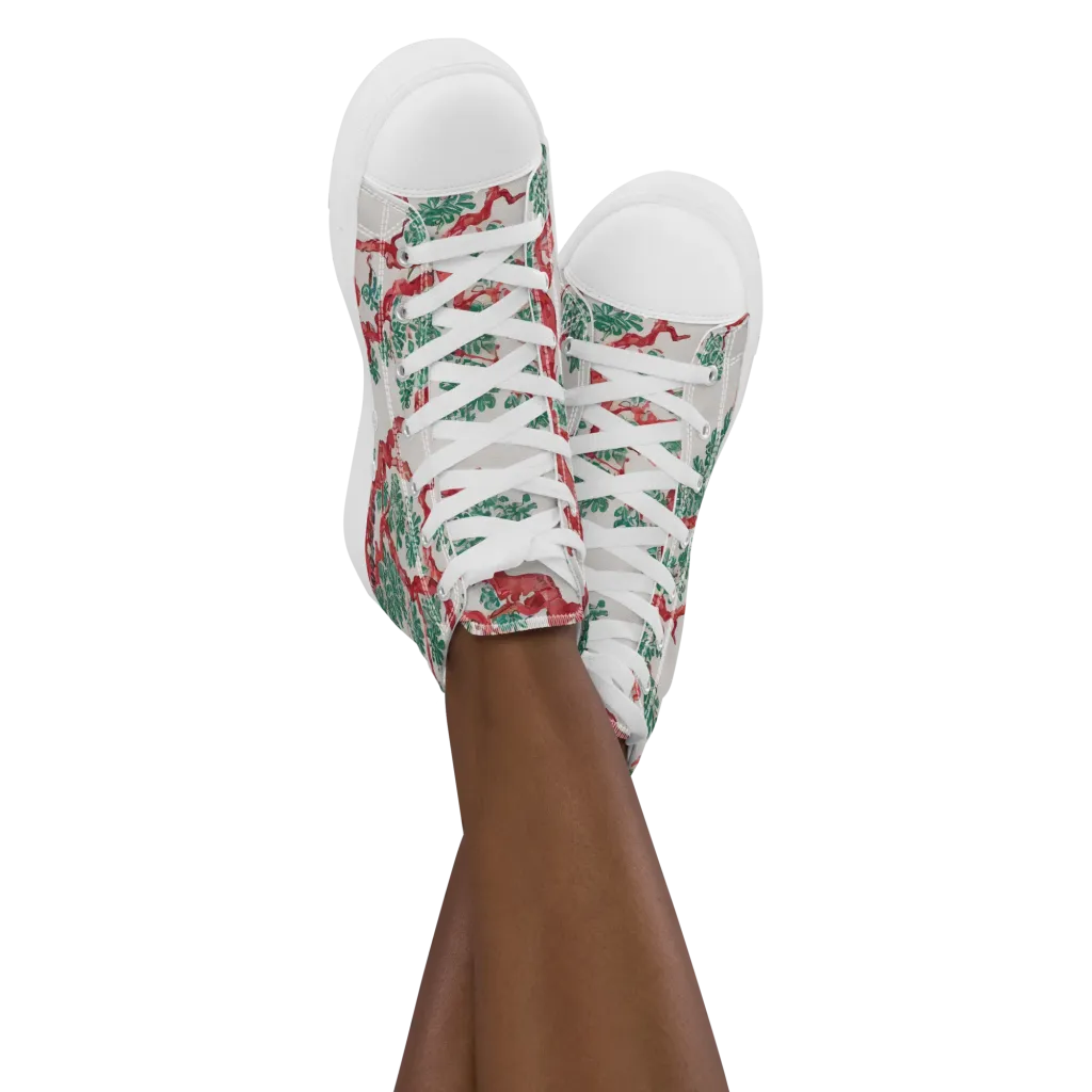Coral Canopy on Women's High Top Canvas Shoes — Front