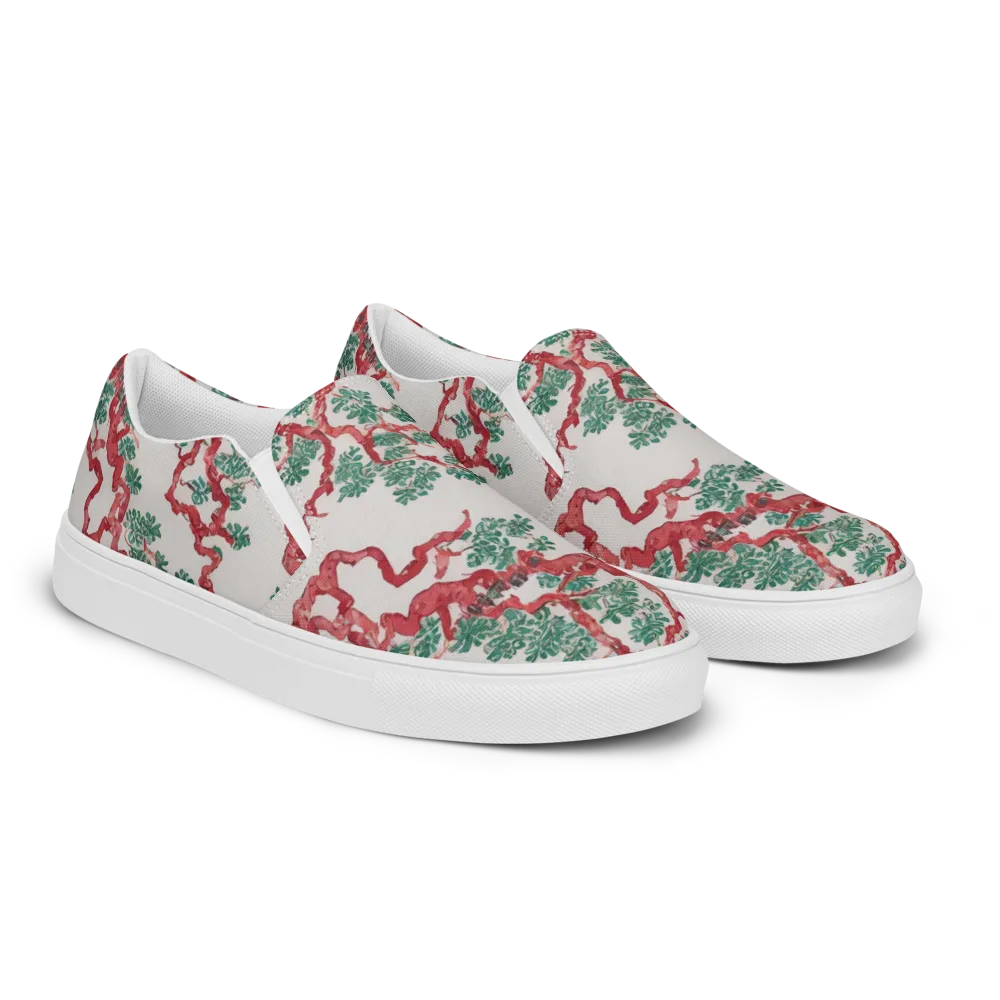 Coral Canopy on Men's Slip-On Canvas Shoes — Right Front