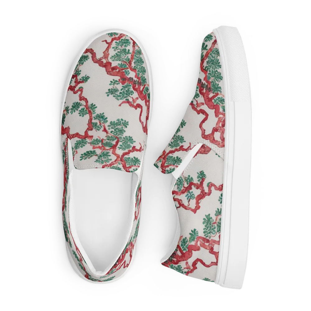 Coral Canopy on Men's Slip-On Canvas Shoes — Front