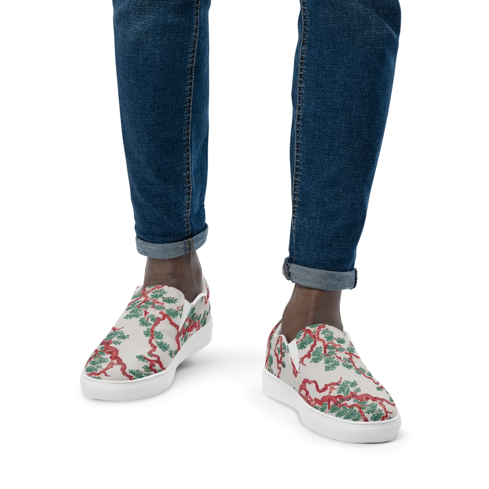 Coral Canopy on Men's Slip-On Canvas Shoes — Front