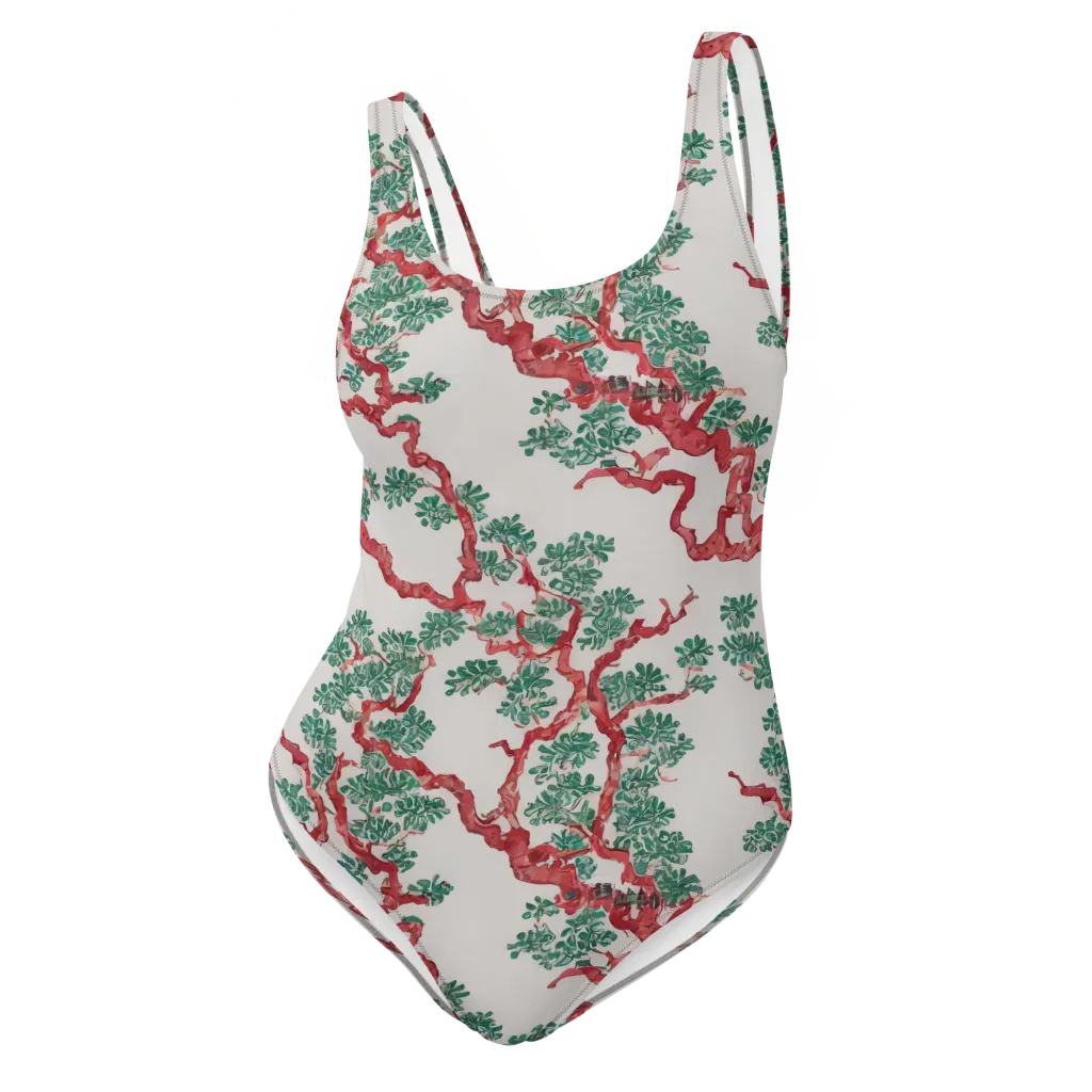 Coral Canopy on One-Piece Swimsuit — Front