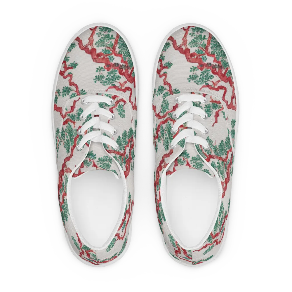 Coral Canopy on Men's Lace-Up Canvas Shoes — Front