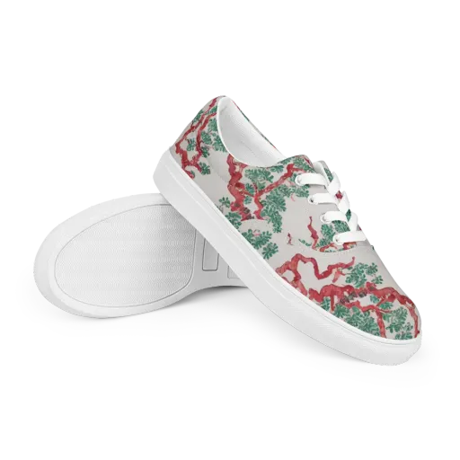 Coral Canopy on a Men's Lace-Up Canvas Shoes