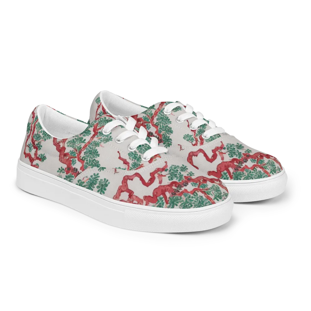 Coral Canopy on Men's Lace-Up Canvas Shoes — Right Front
