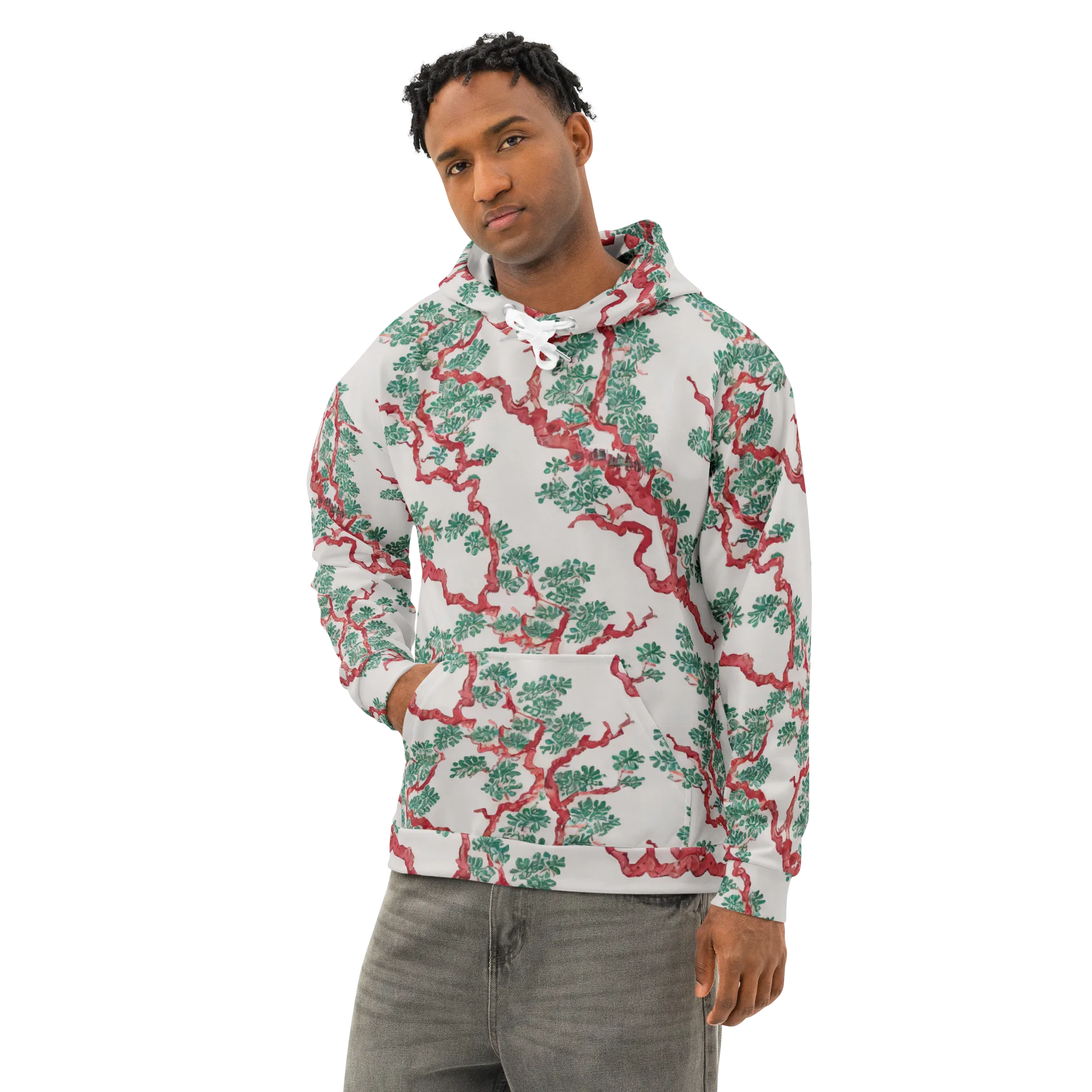 Coral Canopy on Cotton Hoodie — Left Front