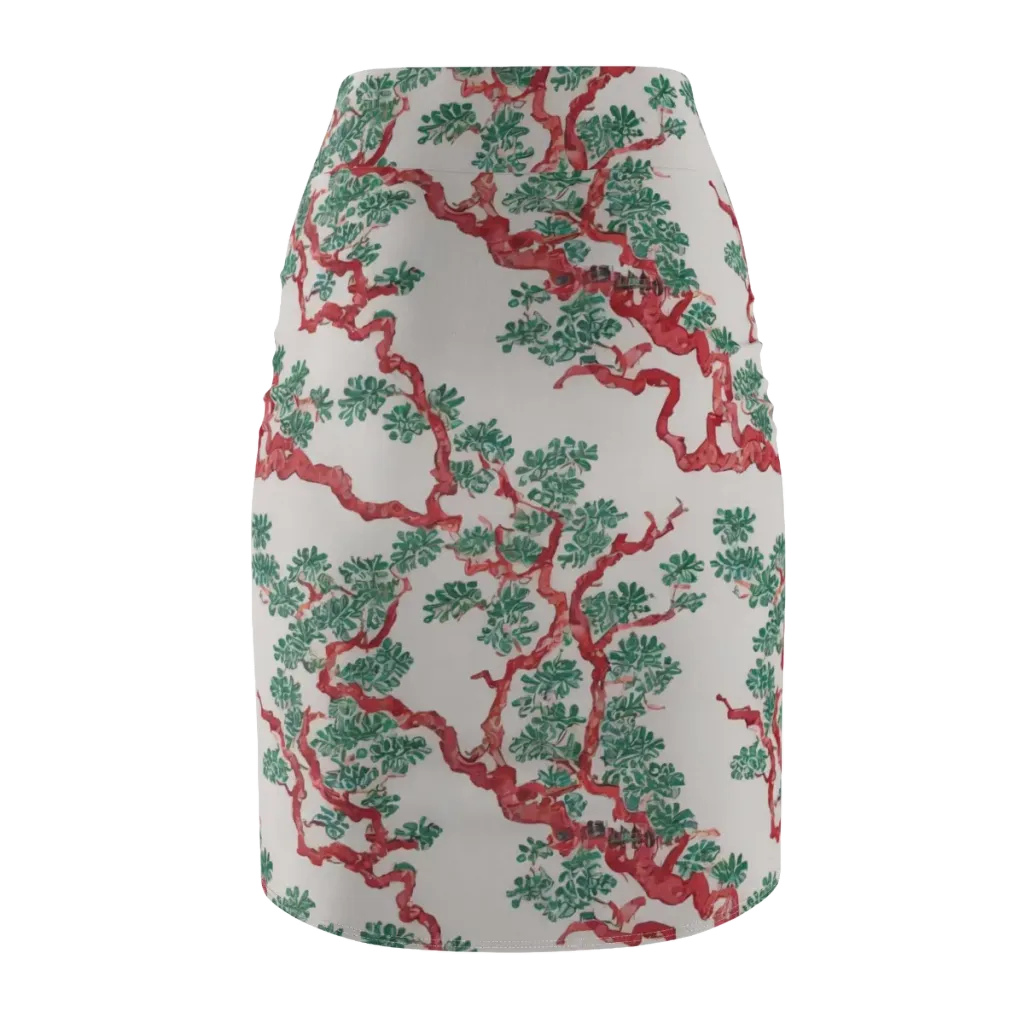 Coral Canopy on Pencil Skirt — Back