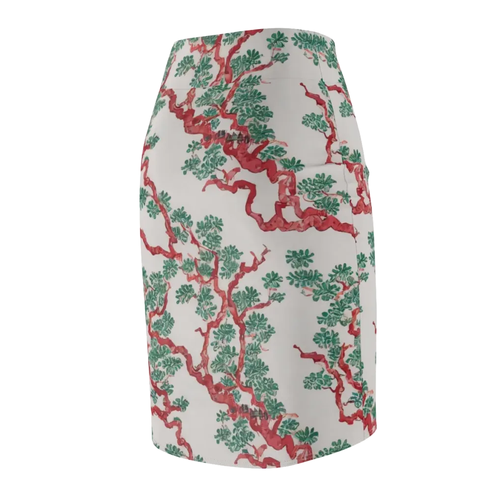 Coral Canopy on Pencil Skirt — Back Side