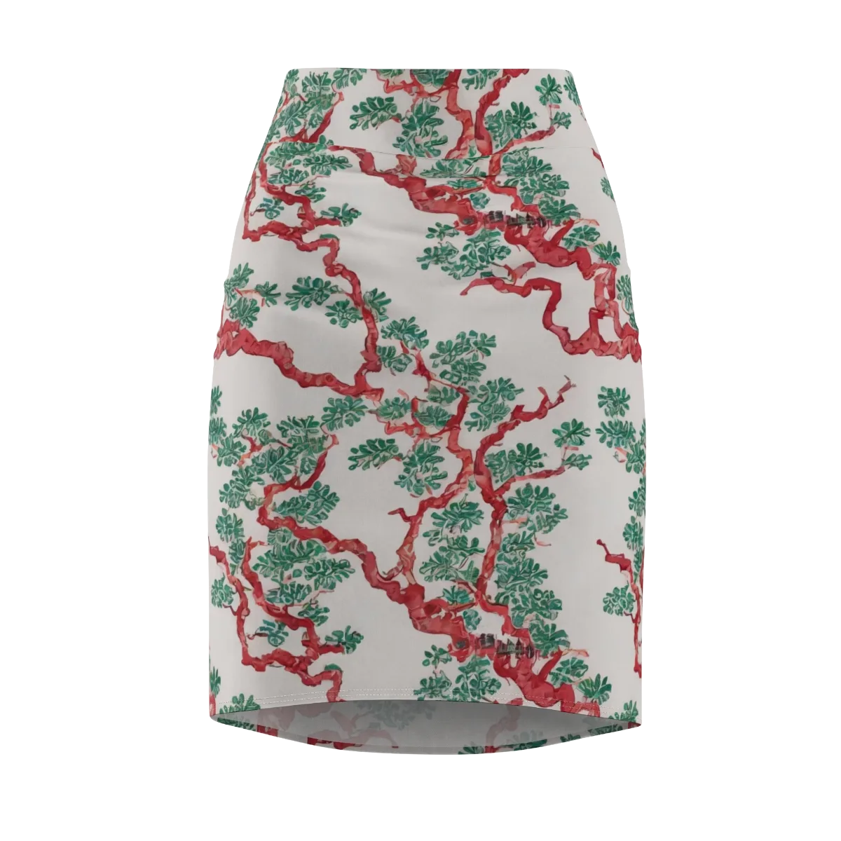 Coral Canopy on Pencil Skirt — Front
