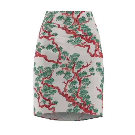 Coral Canopy on a Pencil Skirt