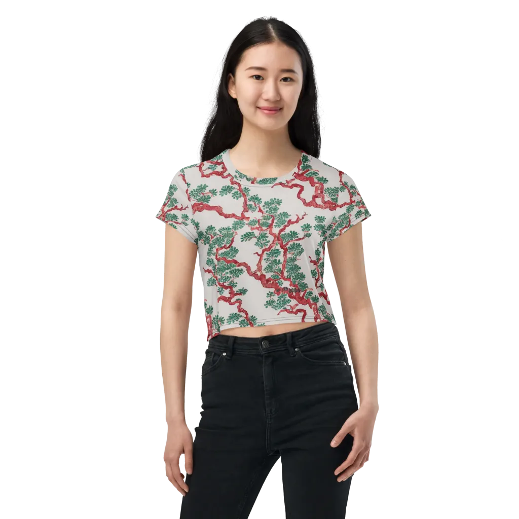 Coral Canopy on Crop Tee — Front