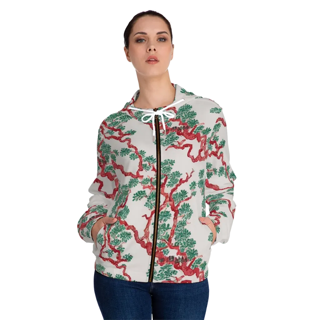 Coral Canopy on Women's Full-Zip Hoodie — Front On Person