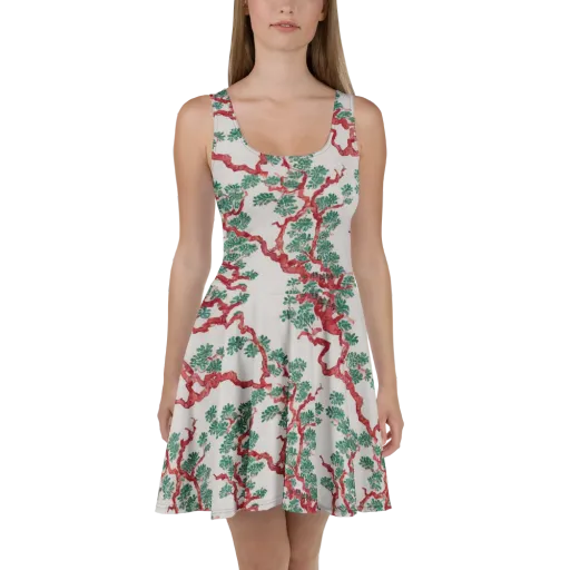 Coral Canopy on a Skater Dress