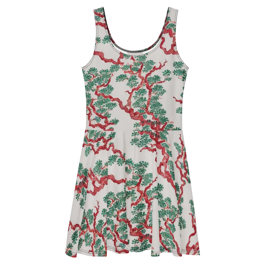 Coral Canopy on Skater Dress — Front