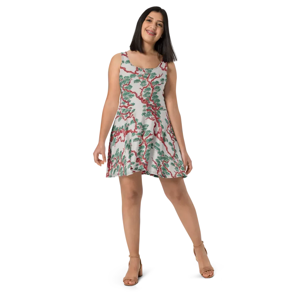 Coral Canopy on Skater Dress — Front