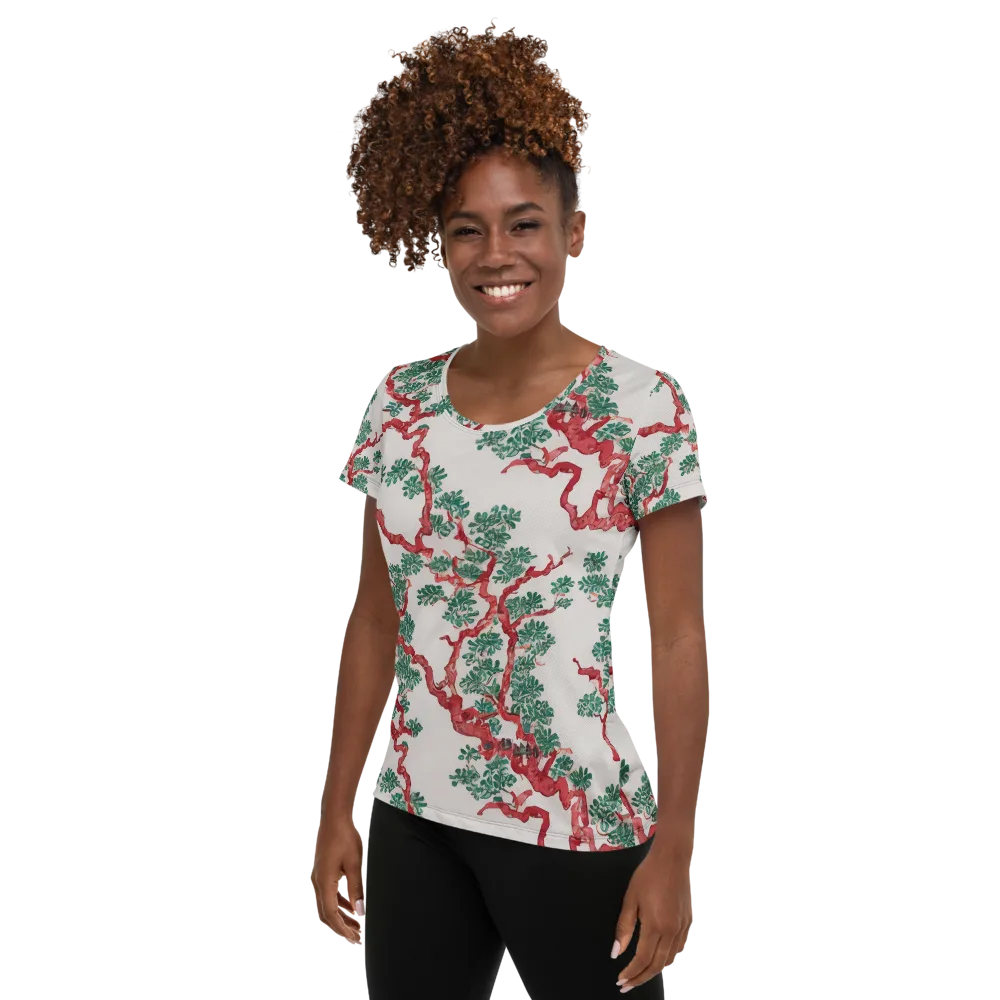 Coral Canopy on Women's Athletic T-Shirt — Left