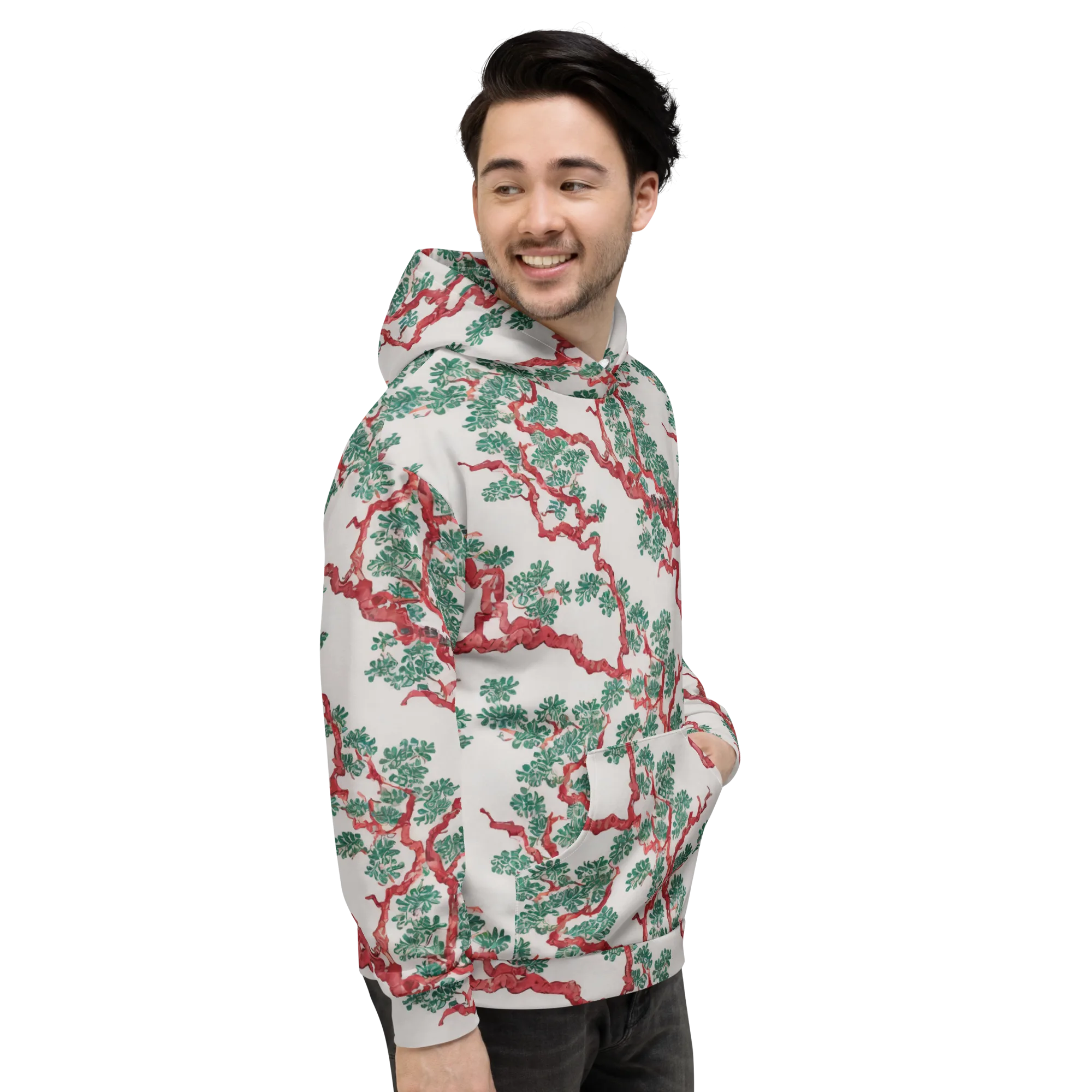 Coral Canopy on Hoodie — Right