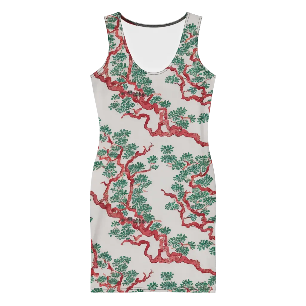 Coral Canopy on Bodycon Dress — Front