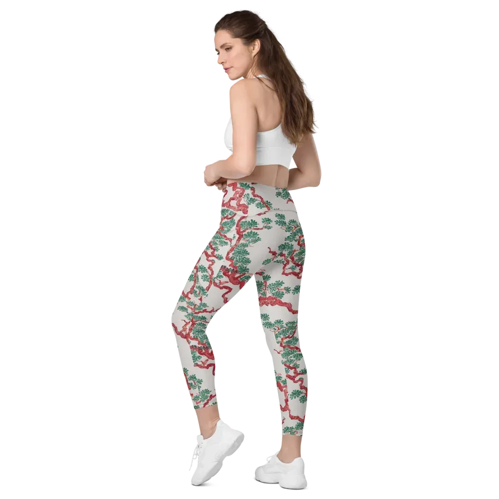 Coral Canopy on Leggings with Pockets — Left Back