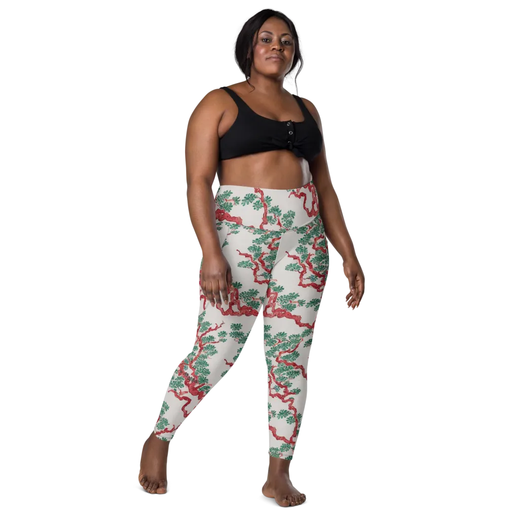Coral Canopy on Leggings with Pockets — Front