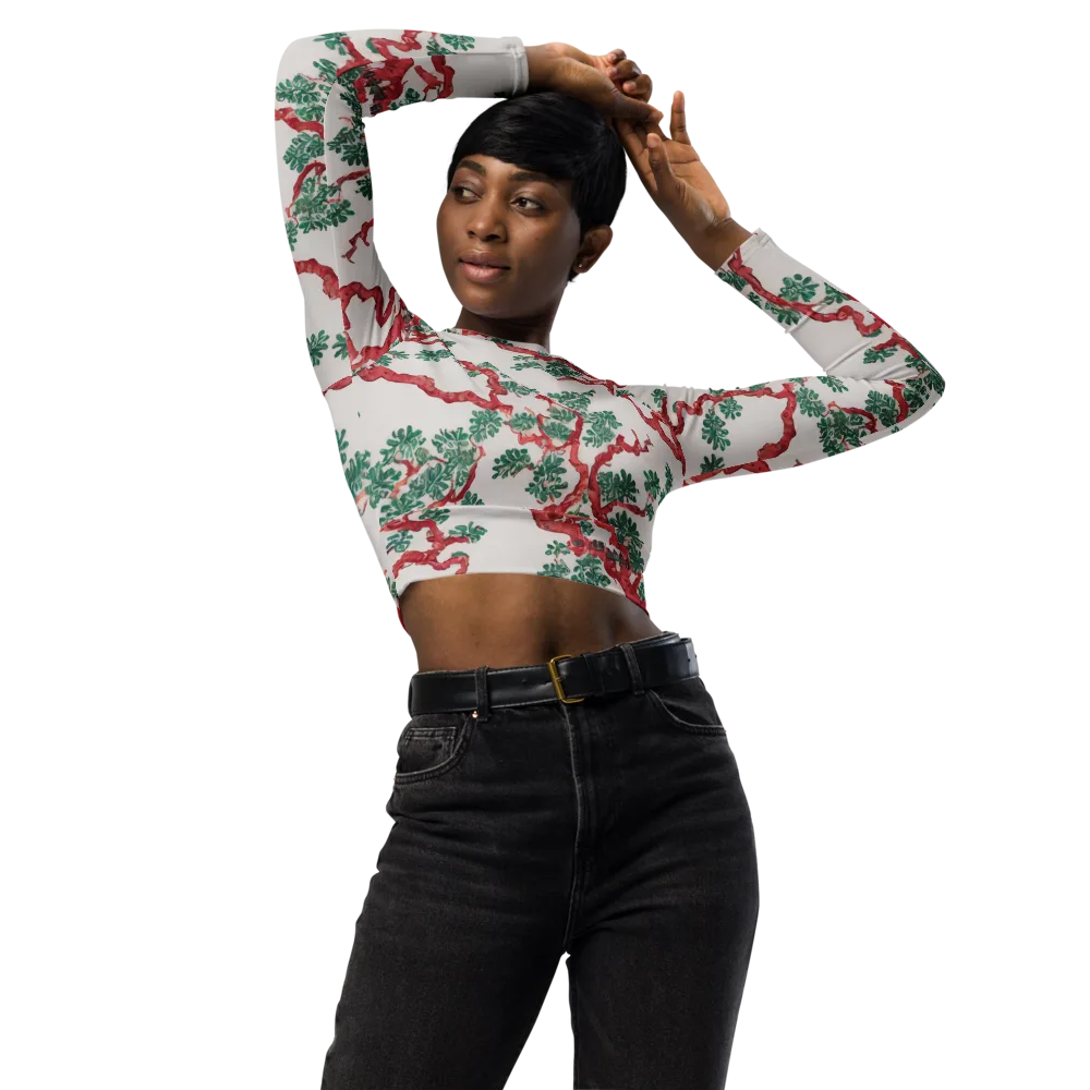 Coral Canopy on Long Sleeve Crop Top — Front