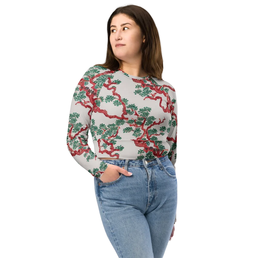Coral Canopy on Long Sleeve Crop Top — Front
