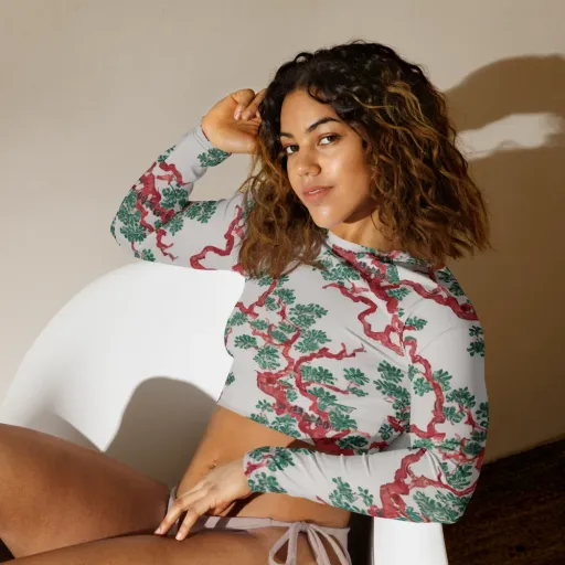 Coral Canopy on a Long Sleeve Crop Top