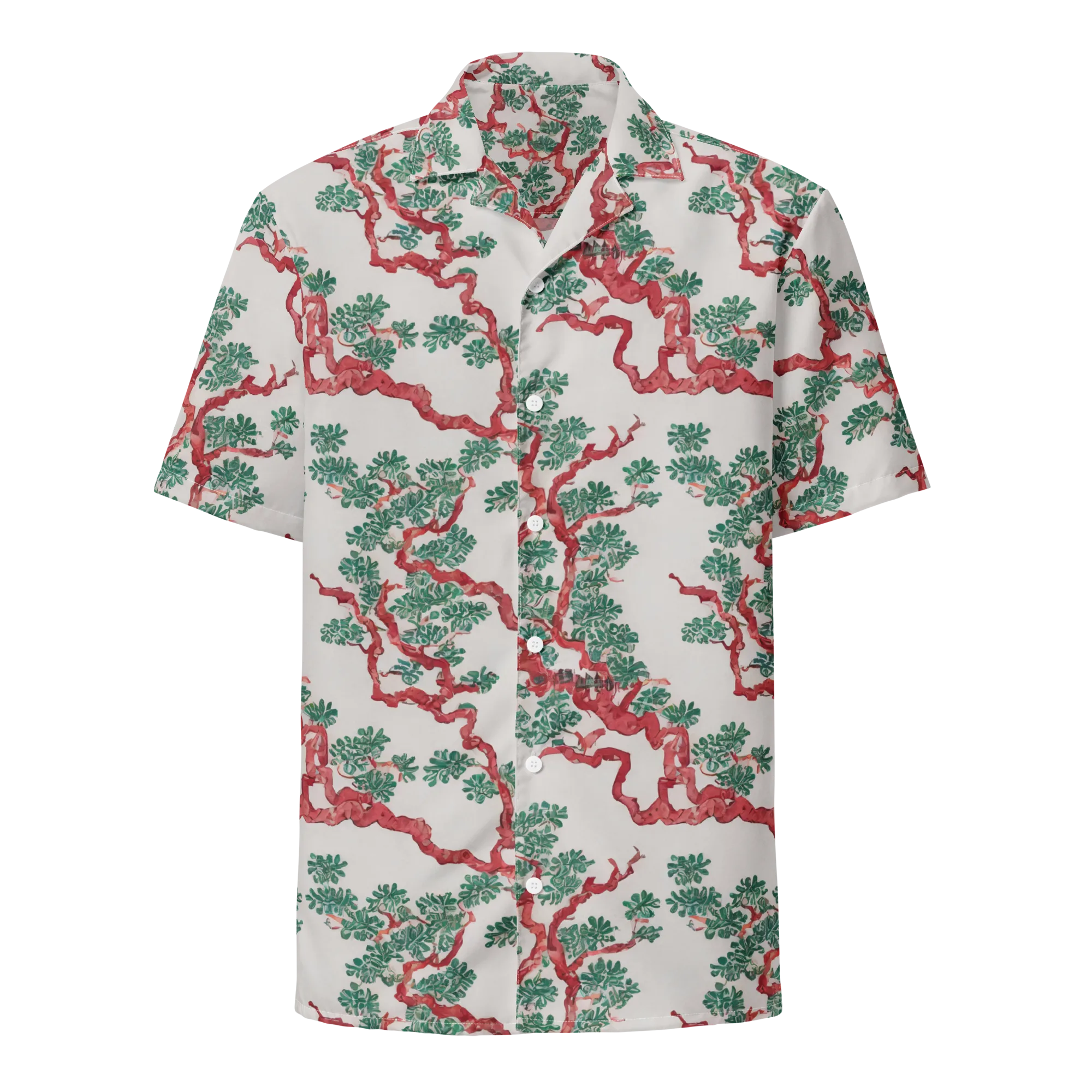 Coral Canopy on Button Shirt — Front
