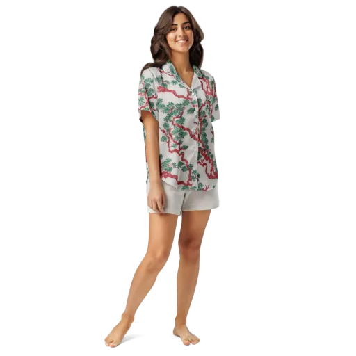 Coral Canopy on a Women's Short Sleeve Pajama Top