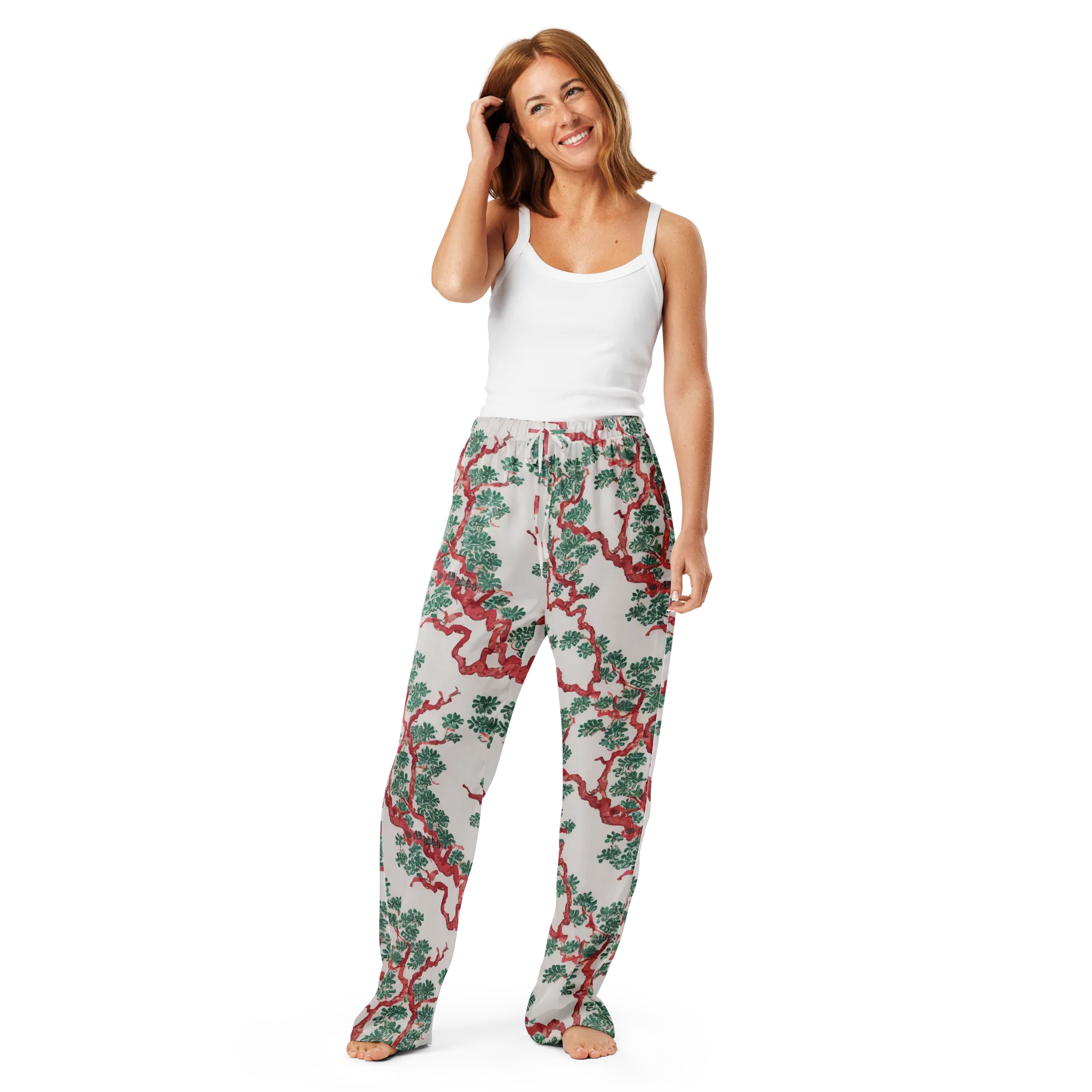 Coral Canopy on Women's Pajama Pants — Front