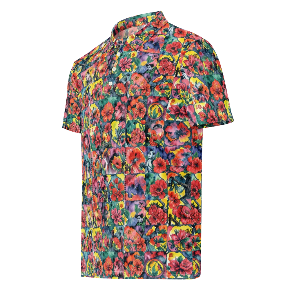 Crimson Garden Myth on Men's Slim Fit Polo Shirt — Left Front