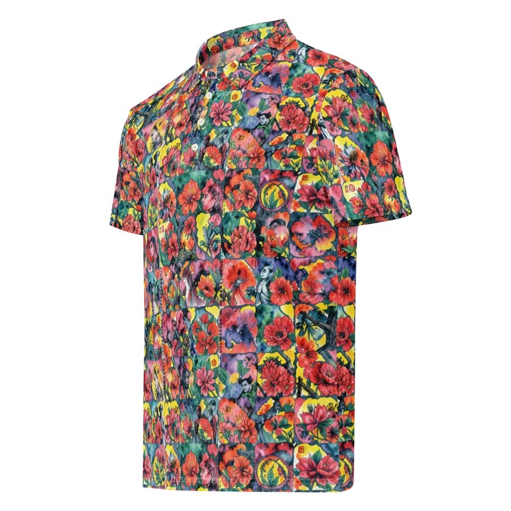 Crimson Garden Myth on Men's Slim Fit Polo Shirt — Left Front