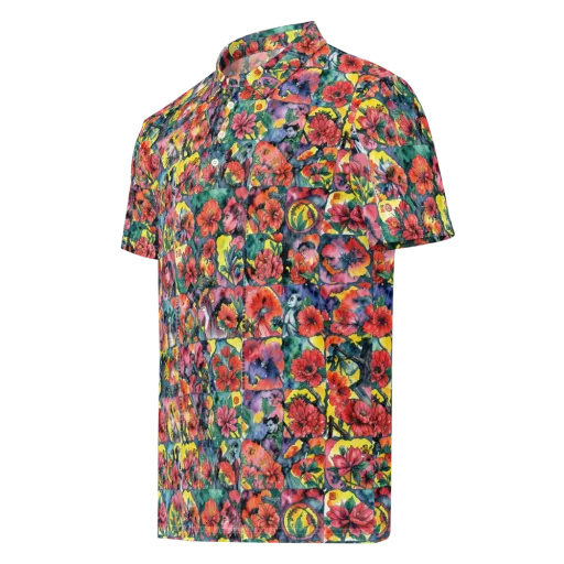 Crimson Garden Myth on a Men's Slim Fit Polo Shirt
