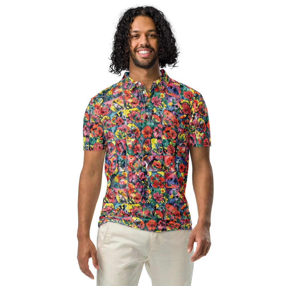 Crimson Garden Myth on Men's Slim Fit Polo Shirt — Front