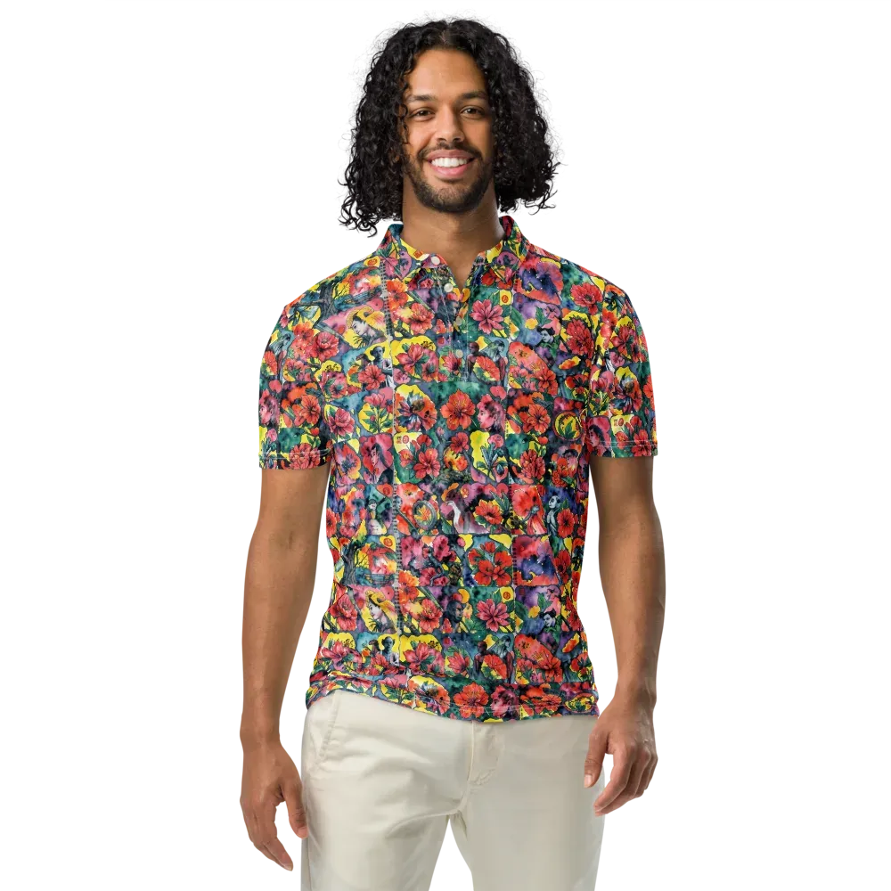 Crimson Garden Myth on Men's Slim Fit Polo Shirt — Front