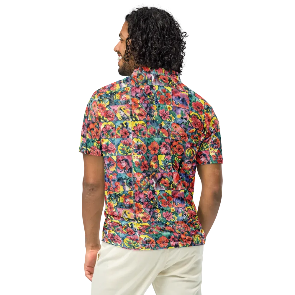 Crimson Garden Myth on Men's Slim Fit Polo Shirt — Back