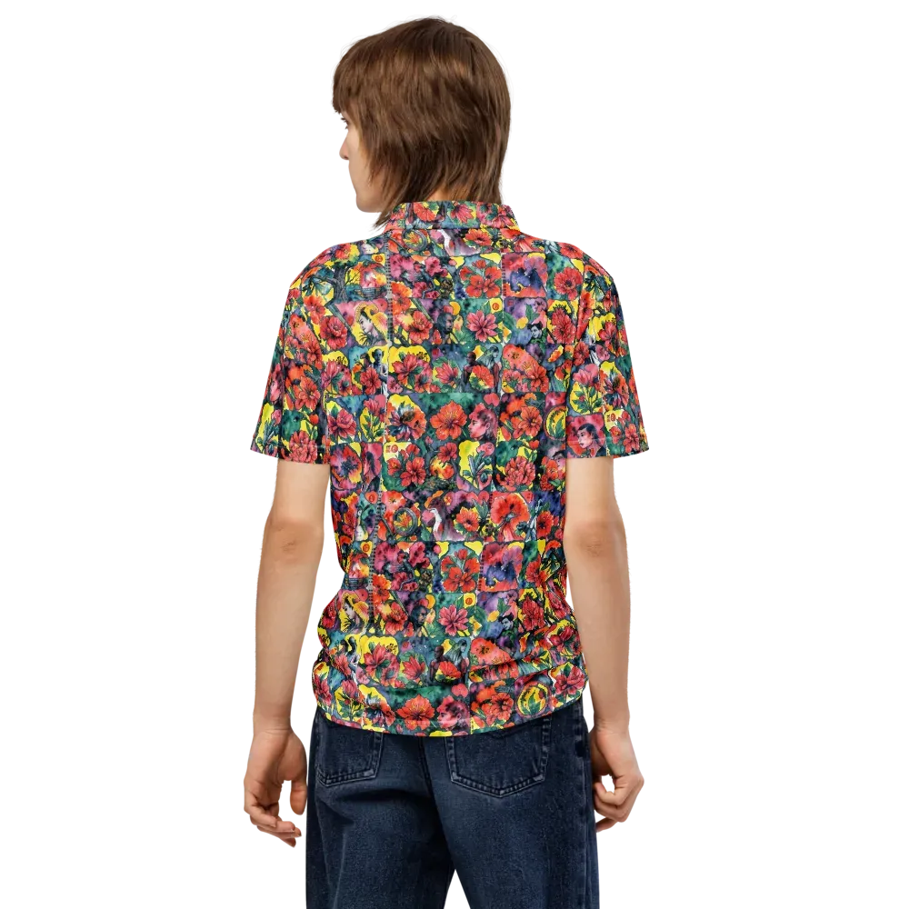 Crimson Garden Myth on Men's Slim Fit Polo Shirt — Back